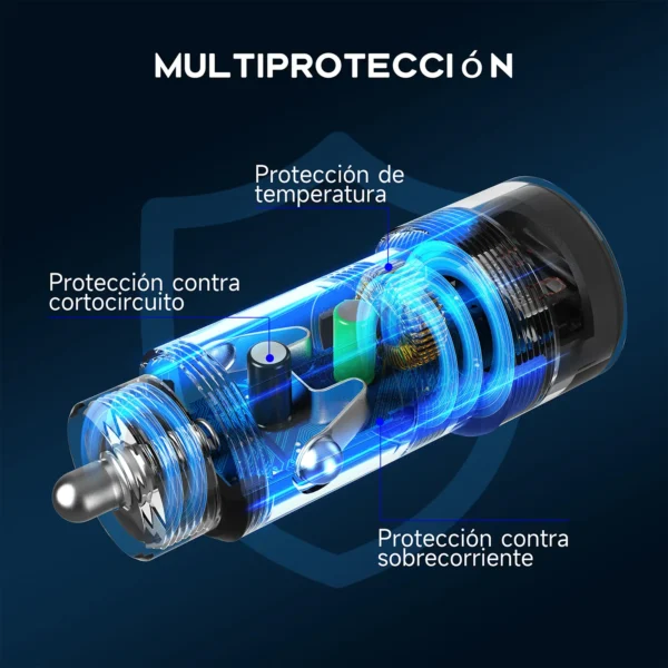 Cargador para Auto GAR116 USB-A QC 3.0 + Cable Tipo C - Carga Turbo 18W