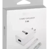 Cargador GAR142 Carga Rápida Tipo C USB 2.4A - Incluye Cable Tipo C de 1m - Color Negro - Marca 1 Hora