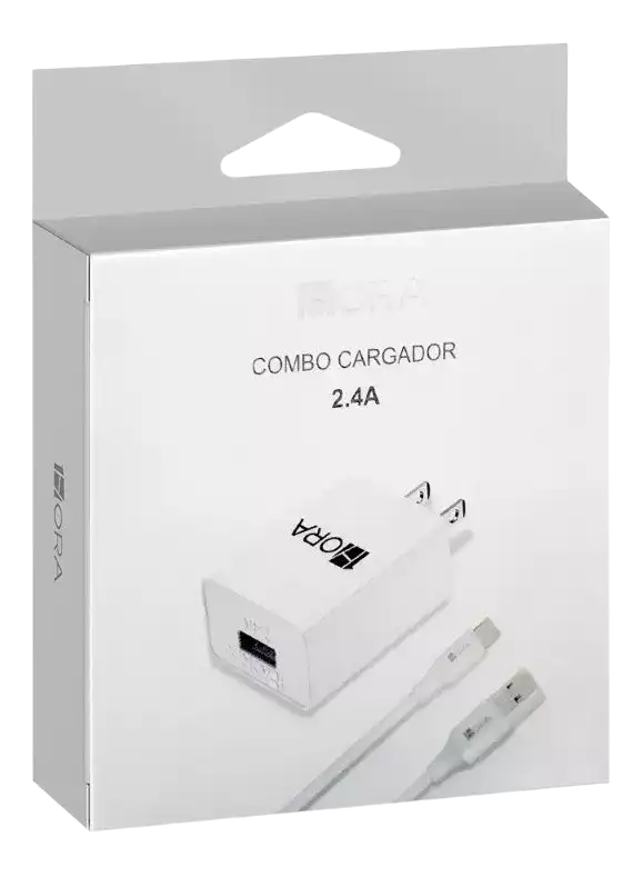 Cargador GAR142 Carga Rápida Tipo C USB 2.4A - Incluye Cable Tipo C de 1m - Color Negro - Marca 1 Hora