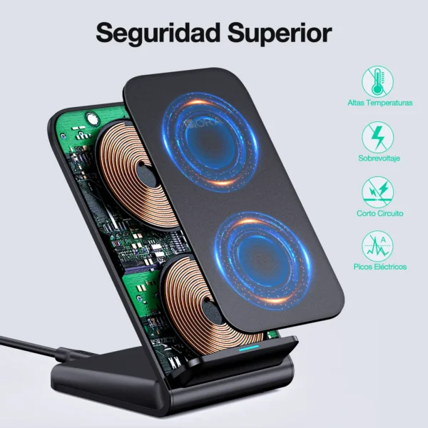 Cargador Inalámbrico GAR157 Qi Carga Rápida 15W