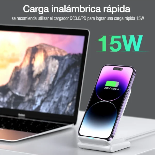 Cargador Inalámbrico GAR157 Qi Carga Rápida 15W