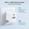 Cargador de Pared GAR161 Dual USB-C + USB-A 20W - Carga Rápida