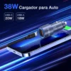 Cargador GAR241 para Auto 38W Rápida - PD 20W + QC 3.0 18W + Cable Tipo C