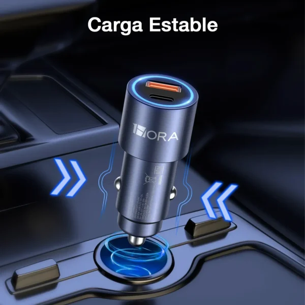 Cargador GAR241 para Auto 38W Rápida - PD 20W + QC 3.0 18W + Cable Tipo C